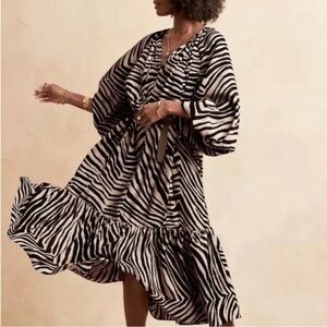 NWOT Banana Republic Zebra Print Women's midi Dress